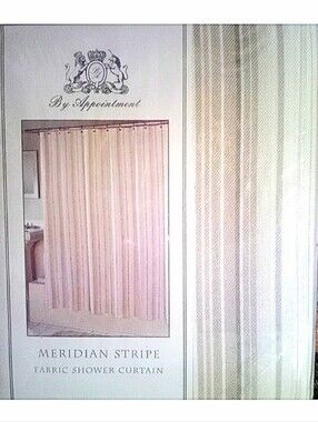 NWT Meridian Stripe Fabric Shower Curtain Cream Taupe Tan Muted Neutral 70x72